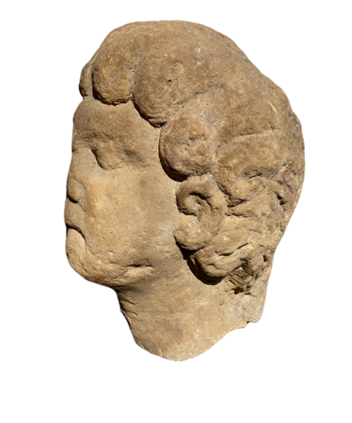 Kopf des Apollon. Gallorömische Kunst. Wichtige Büste des Apollon mit zurückgebundenem Haar. Ansicht Nummer 2