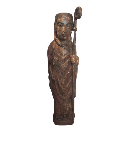 Katalanische Schule des 13. Jahrhunderts. Statue eines Bischofs aus polychromem Holz. Ansicht Nummer 1