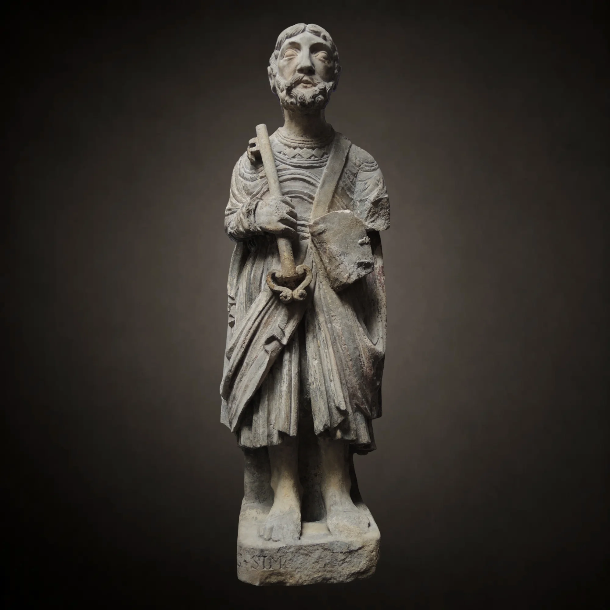 Apostel Petrus romanisches Poitou Ende des 12 Jahrhunderts. Hauptansicht der Skulptur