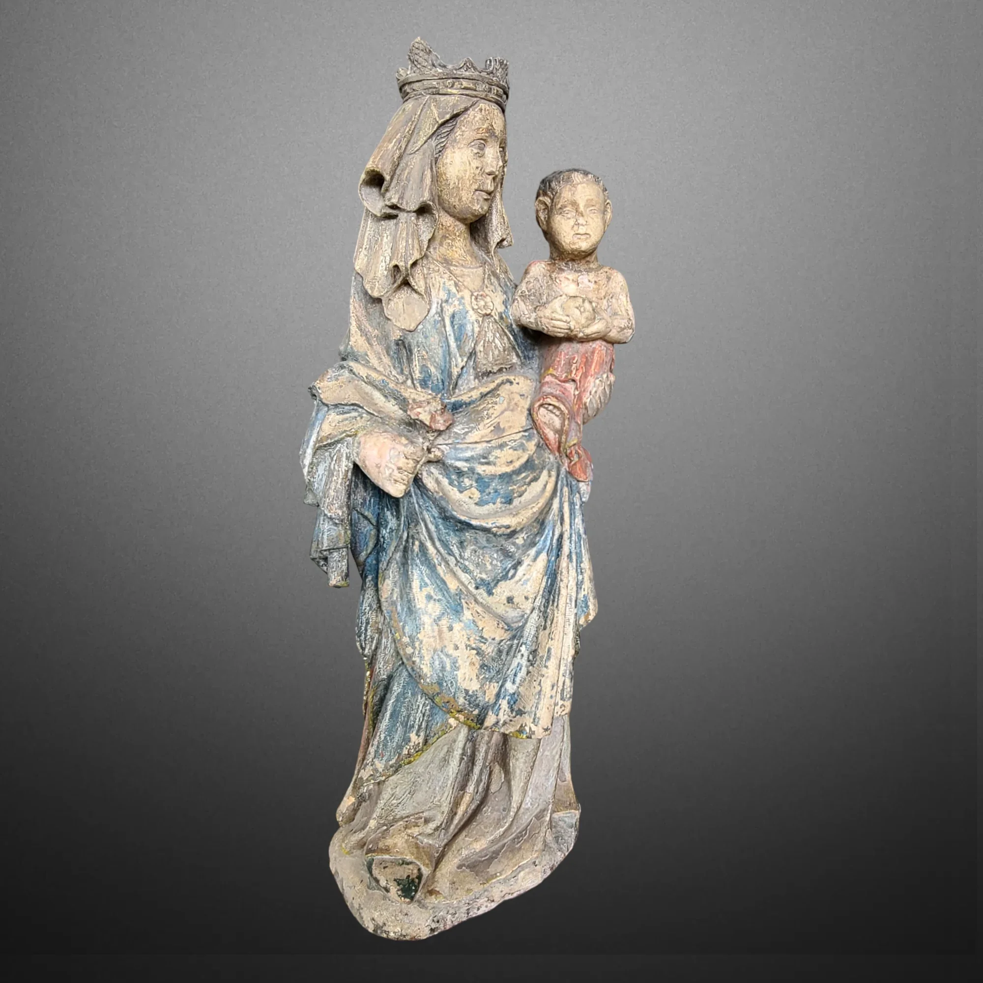 Gotische Madonna mit Kind. Frankreich spates 14. Jahrhundert. Ansicht Nummer 2