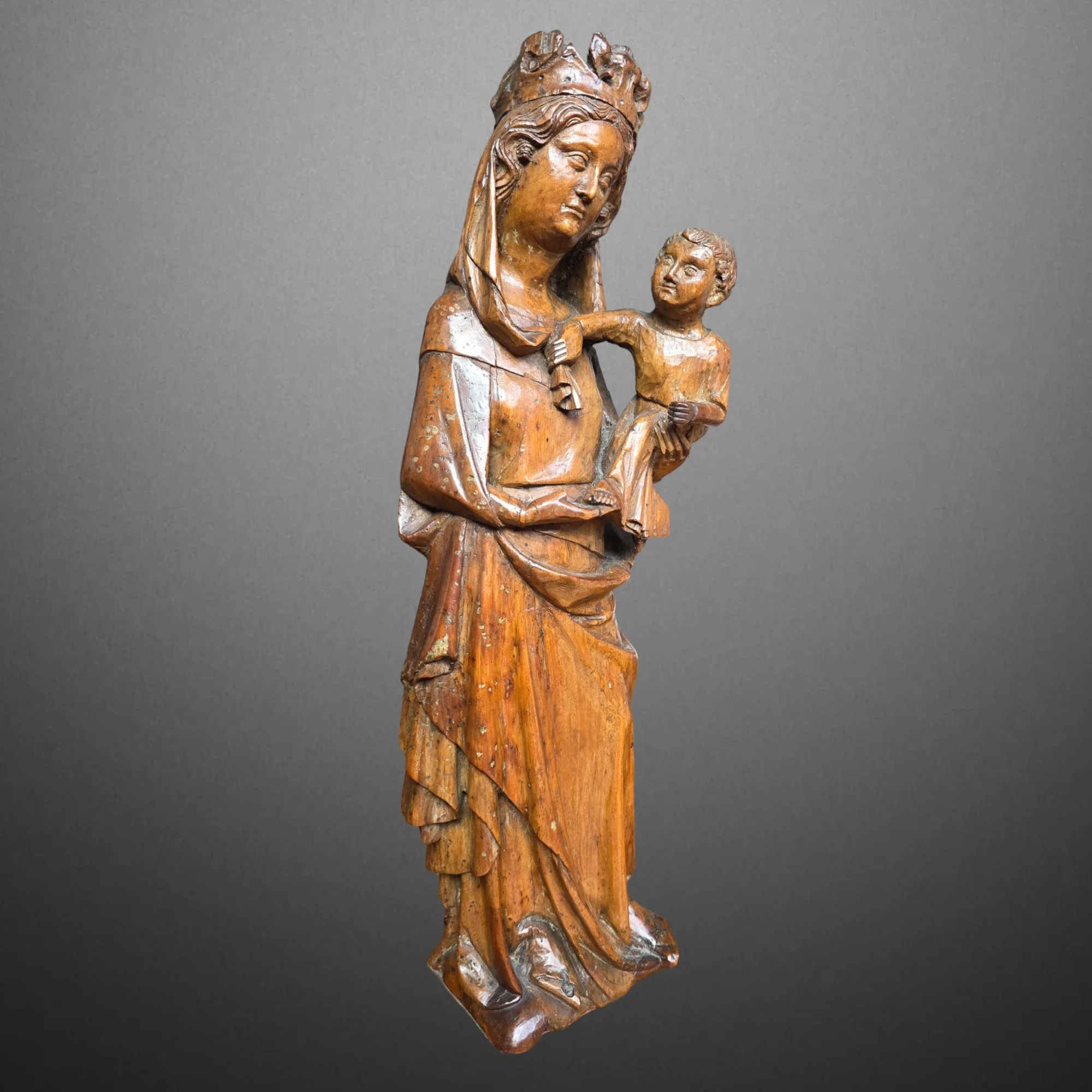 Gotische Madonna mit Kind - Ostfrankreich. Mitte des 14. Jahrhunderts. Ansicht Nummer 1