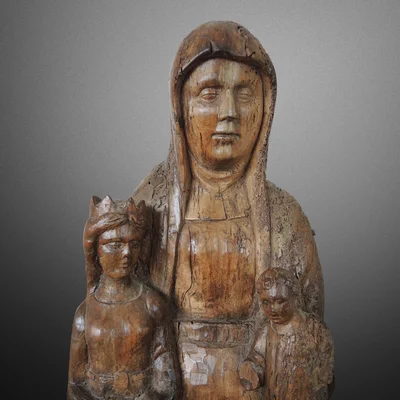 Heilige Anna Selbdritt. Oberrhein - spaetes 13. Jahrhundert. Ansicht Nummer 2