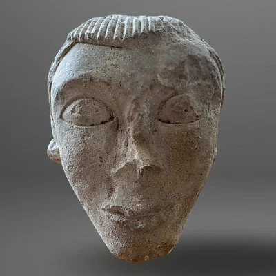 Romanische Maske - Konsolengesims-Element. Oise-Tal. Ansicht Nummer 2