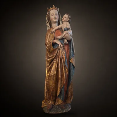 Madonna mit Kind – Süddeutschland Umkreis oder Werkstatt Hans Ruelands Hauptansicht der Skulptur
