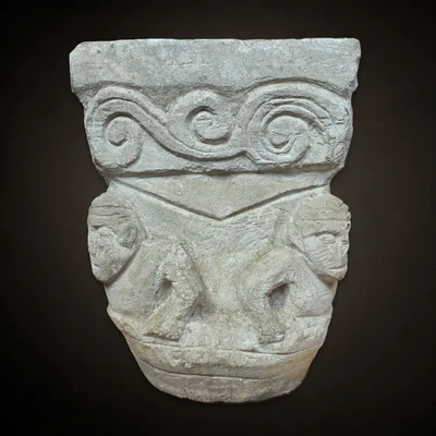 Romanisches Kapitell, der wunderbare Fischfang. Normandie, 11. Jahrhundert. Ansicht Nummer 3