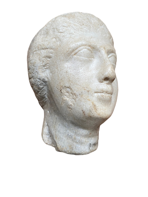 Ancient Greek marble head. Hellenistic period. -1