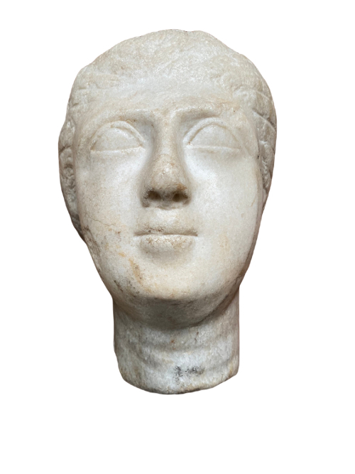 Ancient Greek marble head. Hellenistic period. 
