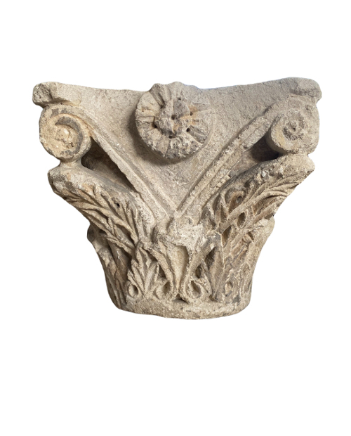 Romanesque capital sculpted on all sides.-2