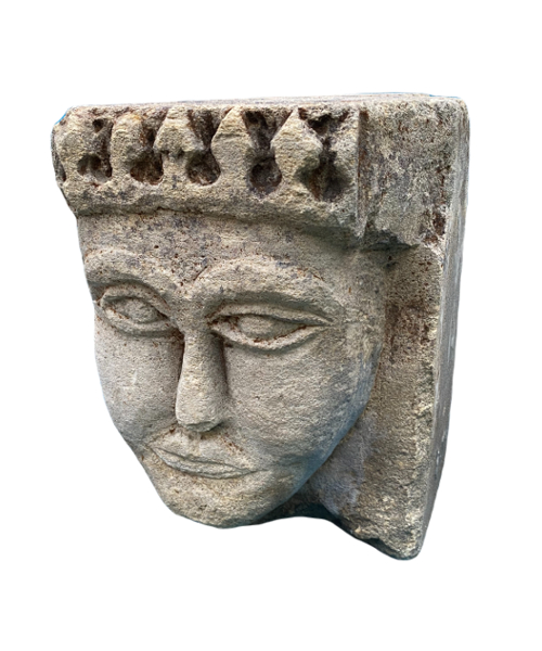 Corbel depicting a crowned queen.-1