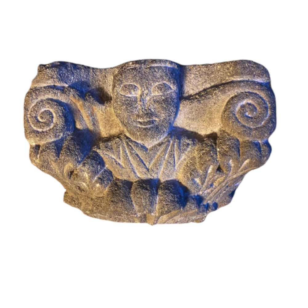 Romanesque capital Auvergne,  Volcanic stone, Auvergne, France