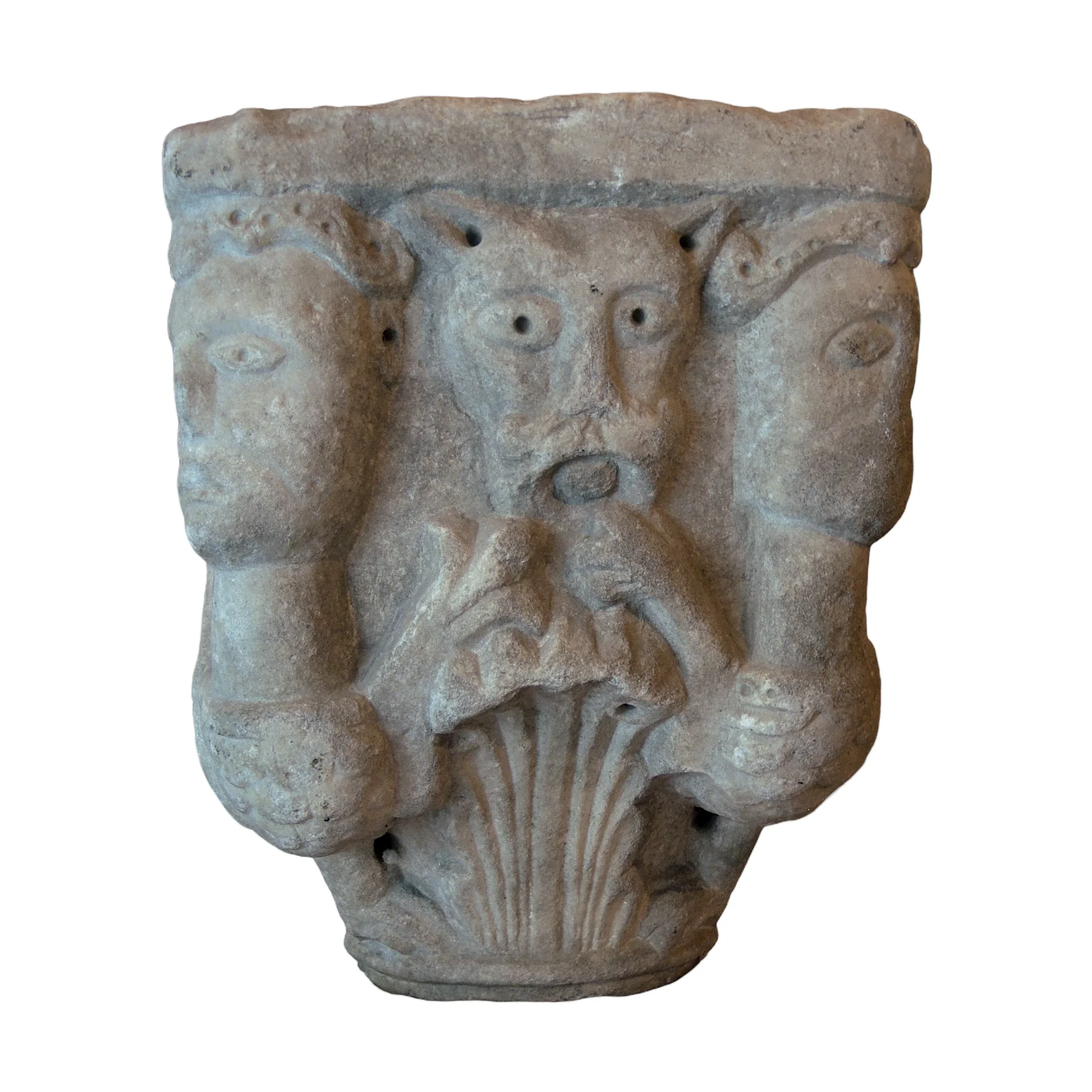 Figural Romanesque Capital,  Marble, Rhône Valley, France