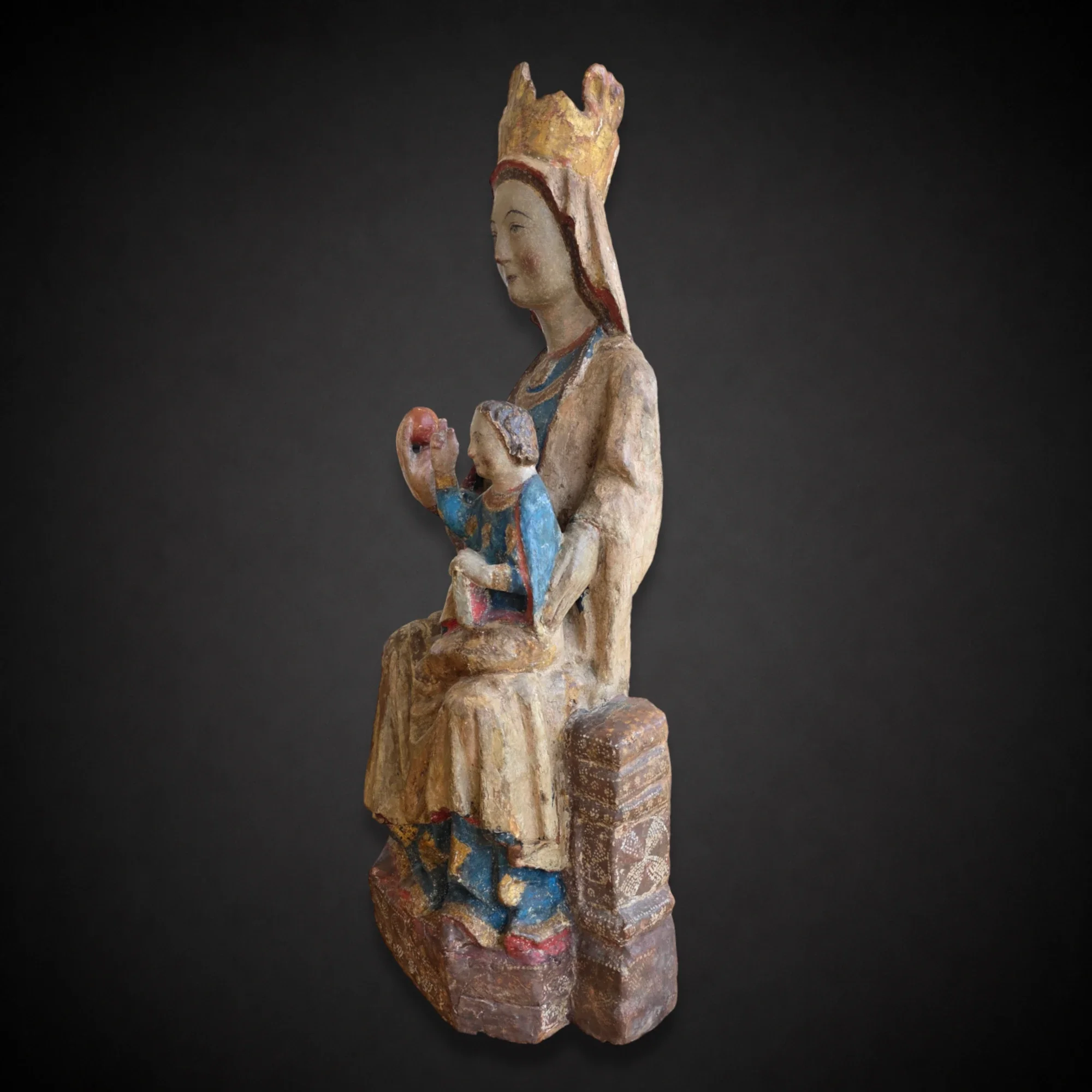 Gothic Virgin in Majesty. Aragon - circa 1300. View number 2