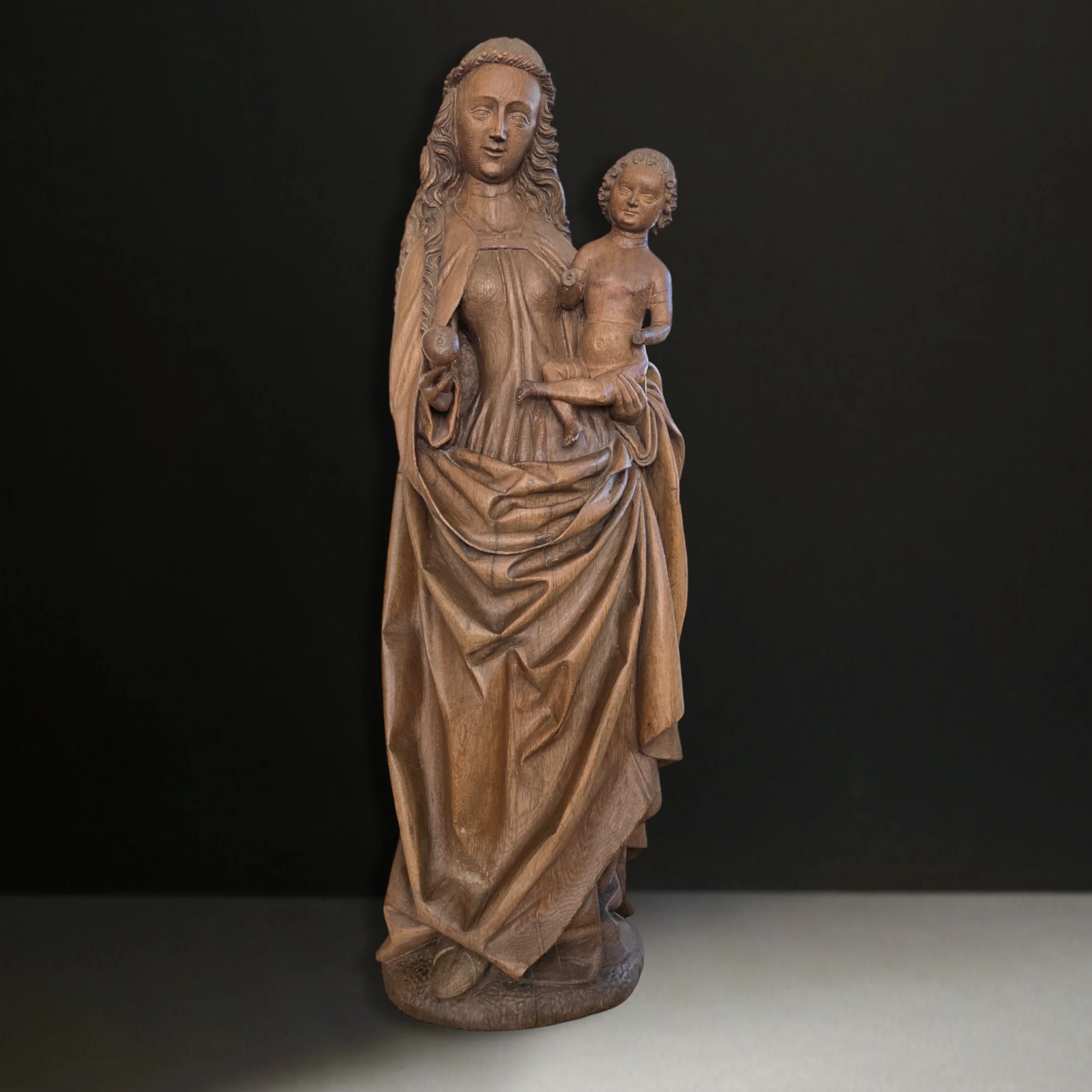 Virgin and Child Master of Elsloo Group Limburg or Upper Guelders circa 1500. Main view of the sculpture