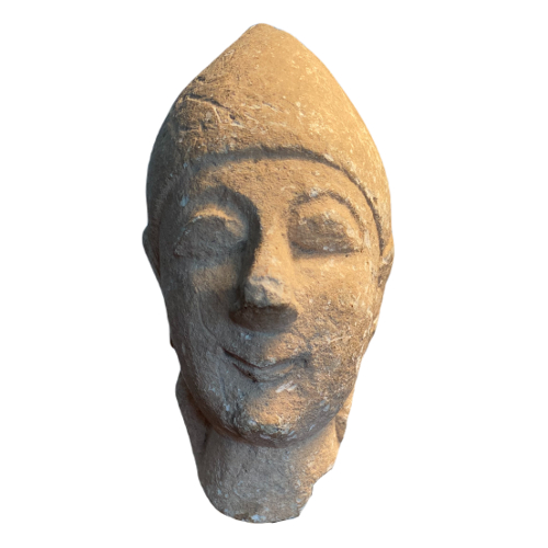 Tête de statue votive chypriote. Chypre archaïque.