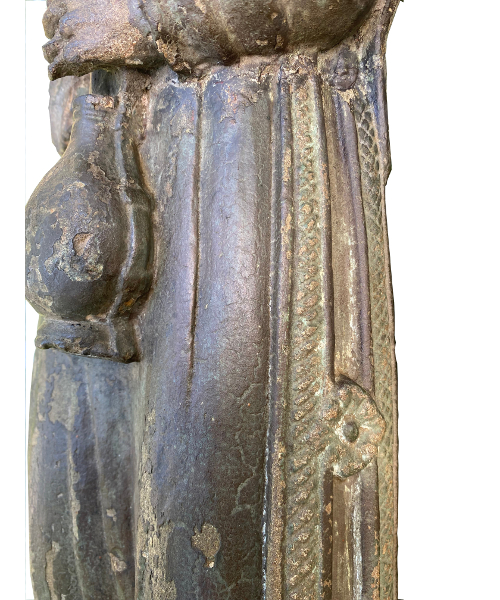 Statue en pierre polychrome.-3