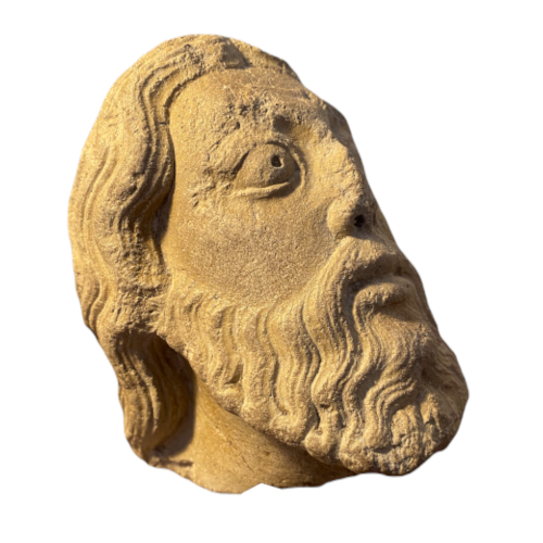 Tête d'apôtre ou de prophète époque romane,  Pierre calcaire, Bourgogne, France