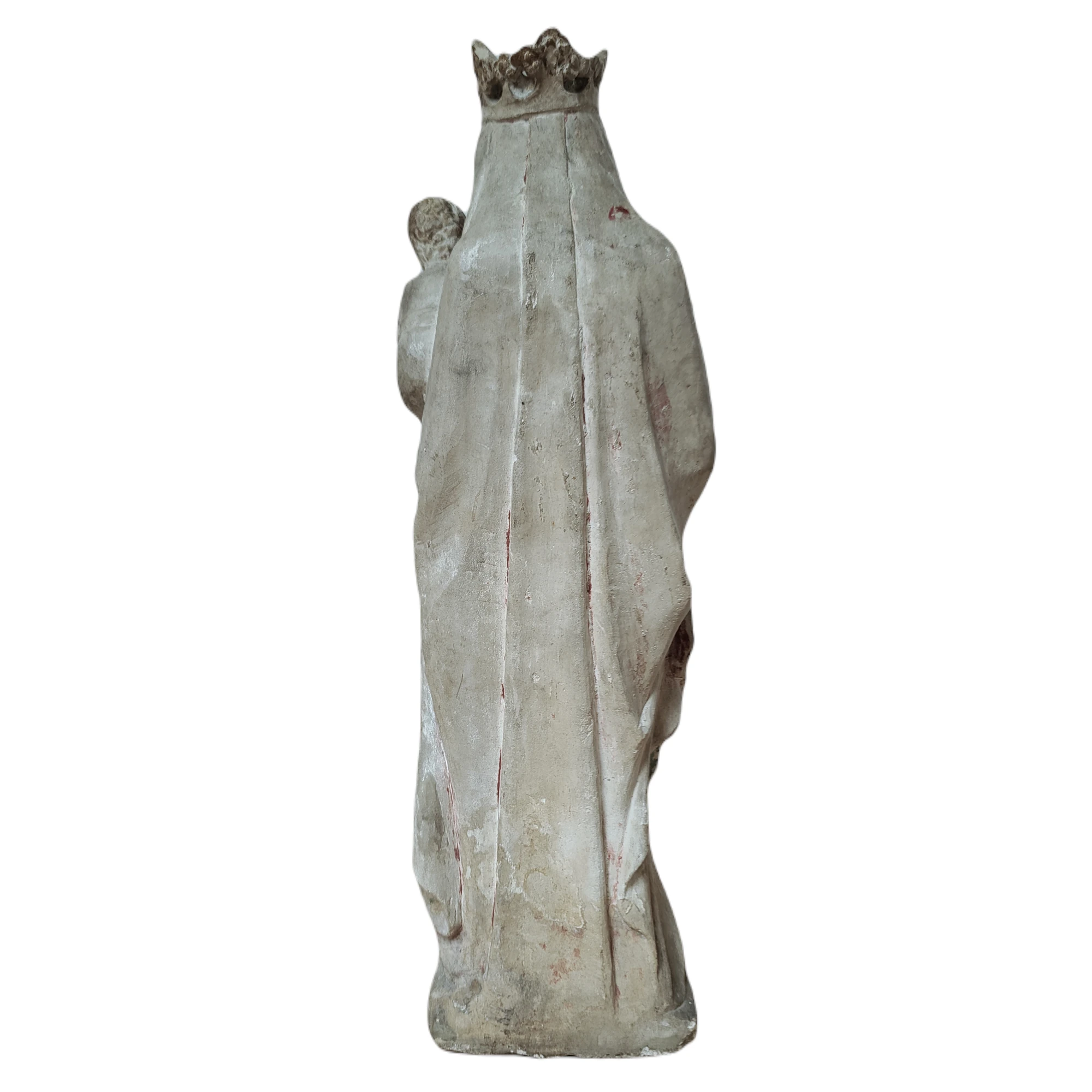 Vierge à l'enfant époque gothique Ile-de-France. Pierre polychrome. Vue numéro 3