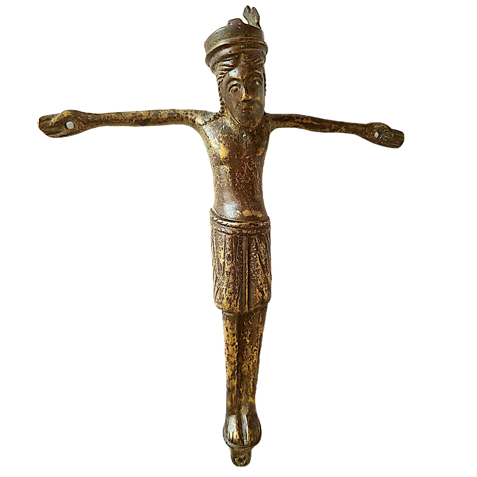 Christ Roman Art Rhéno-Mosan,  Bronze doré, Cologne, Rhénanie, Allemagne
